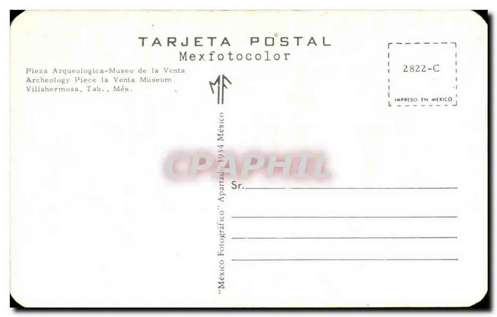 Dolmen de la Venta — Mexicano — Mexfotocolor, n° 2822-C - Rückseite