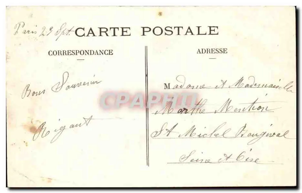 Paris — Bois de Boulogne — Bagatelle (Das Schloss) — Verleger Paris, n° 357 - Rückseite