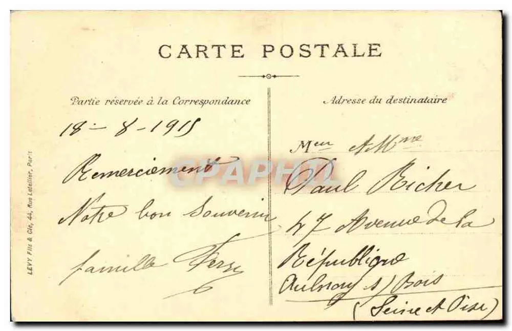 Paris — O Sacré-Cœur — Editor L.L. n°219 - Verso