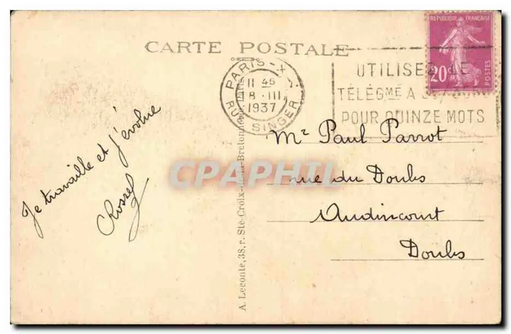 Paris - Torre Saint Jacques - Torre de Saint-Jacques — editor J. J. n°81 - Verso
