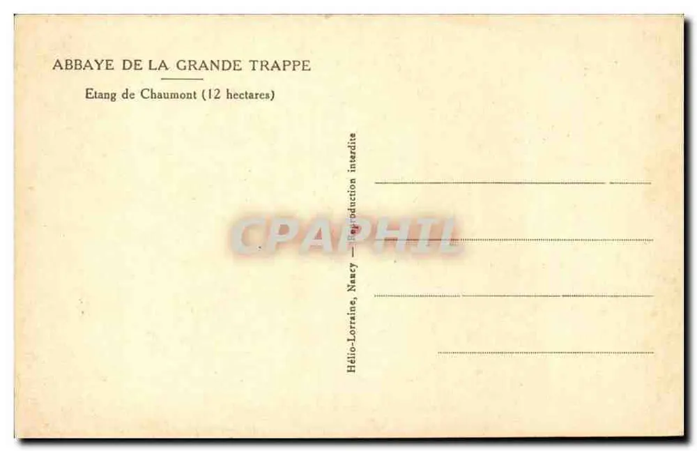 See Chaumont — Abtei der Grande Trappe — Hélo-Lorraine, Naacy - Rückseite