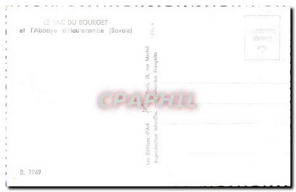 Lago de Bourget e a Abadia de Hauécoumbe (Savoie) — Éditions d'Art Jon — n° B. 1969 - Verso