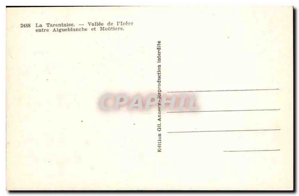 Tal der Isère — zwischen Aigueblanche und Montiers — Edition Gill, Annecy - Rückseite