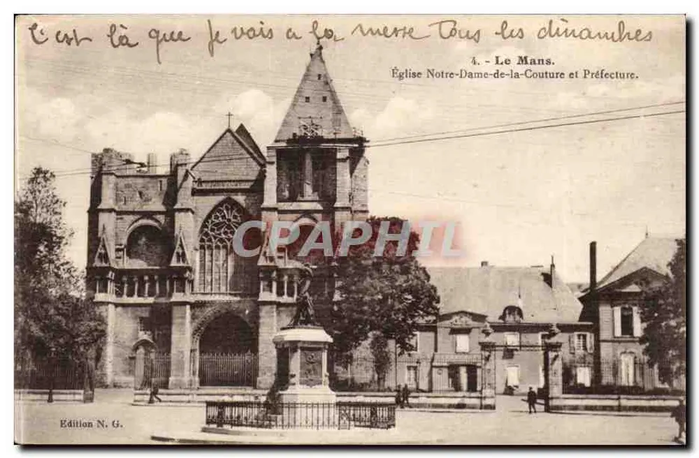 Kirche Notre-Dame-de-la-Couture und Präfektur — Le Mans — Edition N. G. - Vorderseite