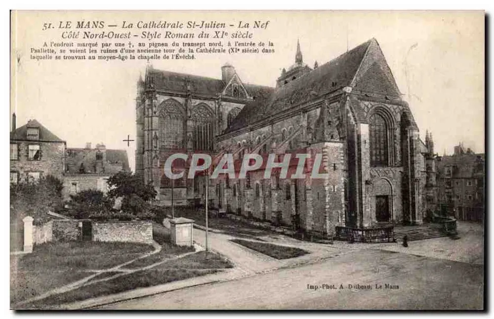 Le Mans — Kathedrale Saint-Julien — Die Nave — Nordwestseite — romanischer Stil, 11. Jahrhundert - Vorderseite