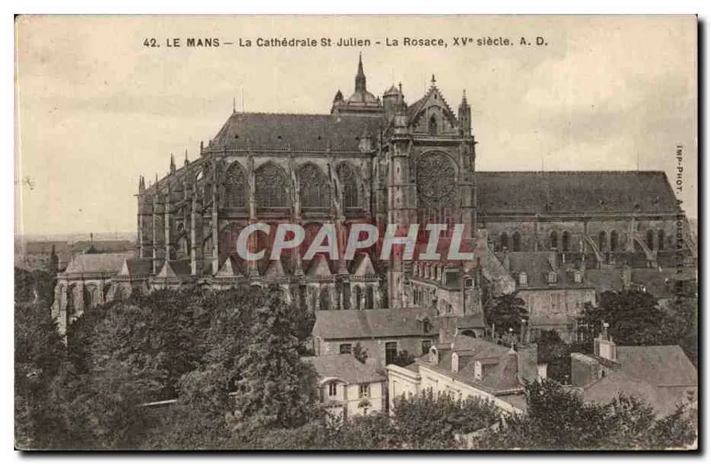 Le Mans — Die Kathedrale St-Julien — Die Rosette, 15. Jahrhundert. A. D. - Vorderseite