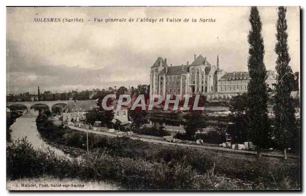 Solemes (Sarthe) — Allgemeiner Blick auf das Kloster und das Tal der Sarthe — J. Malice, Fot. Sablé-sur-Sarthe - Vorderseite