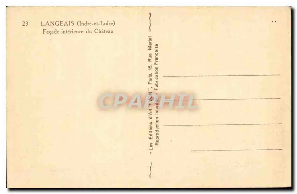 Langeais (Indre-et-Loire) — Fachada interna do Castelo — Les Éditions d'Art Yvon, Paris - Verso