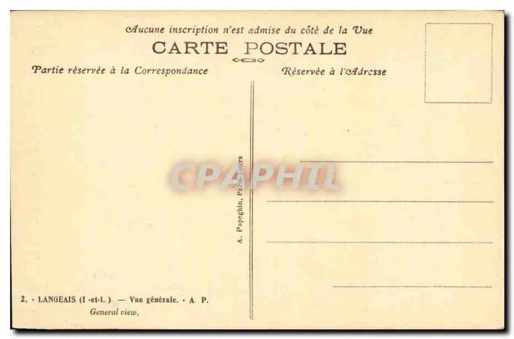 Langeais (Indre-et-Loire) — Ogólny widok — A. Papaglin, Paryż - Rewers