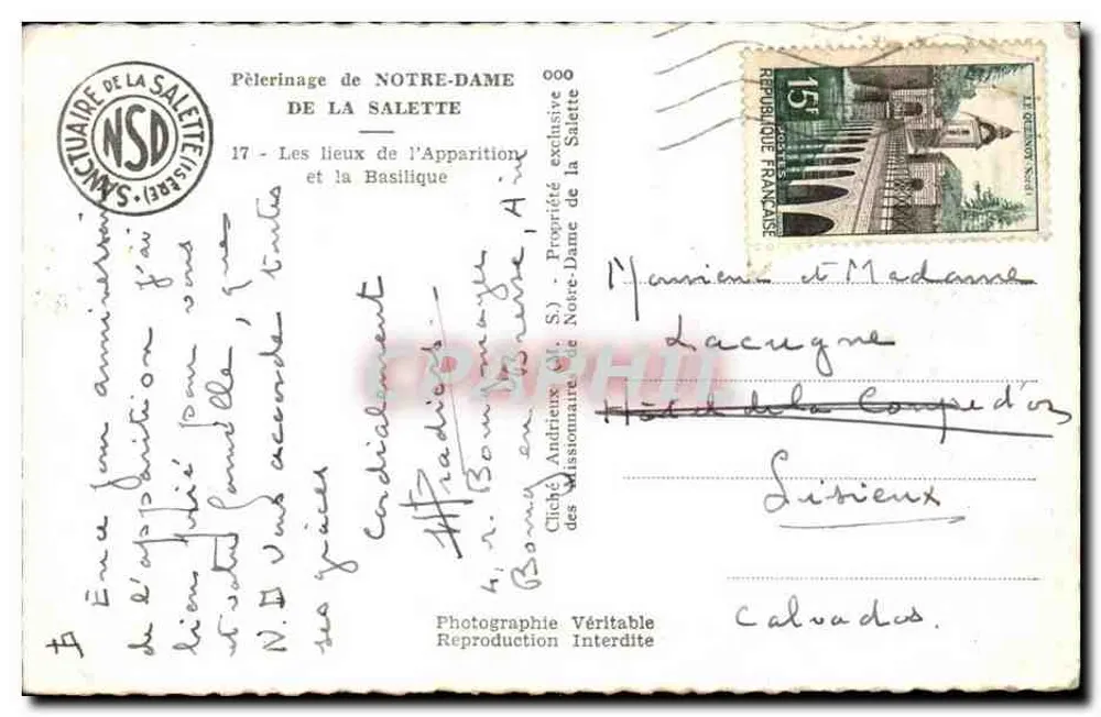 Heiligtum Notre-Dame de la Salette — Pilgerreise — Verlag NSD (1932) - Rückseite