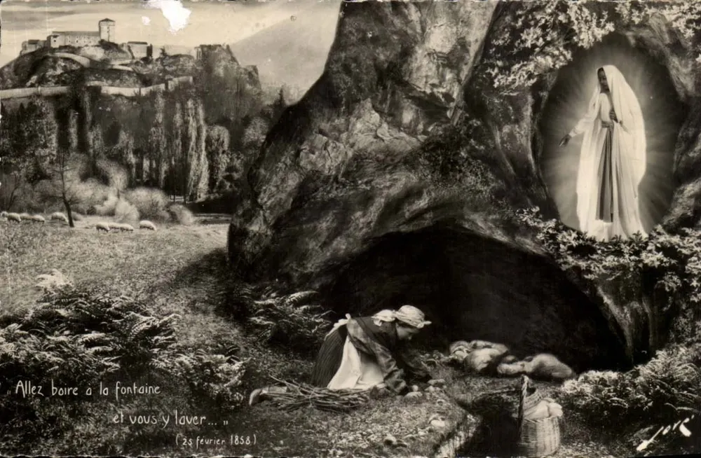 Aparición de la Virgen en Lourdes — Bernadette Soubirous — Ed. Jove - Pau, n°425 - Anverso