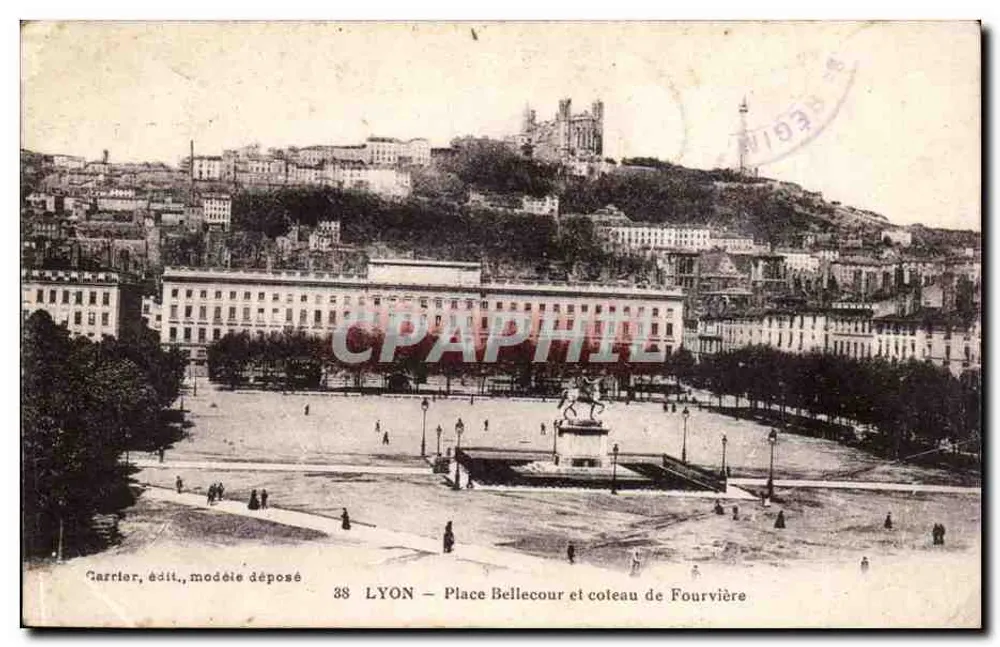 LYON — Place Bellecour und Fourvière-Hügel — Garrier, Verlag, Modell angemeldet - Vorderseite