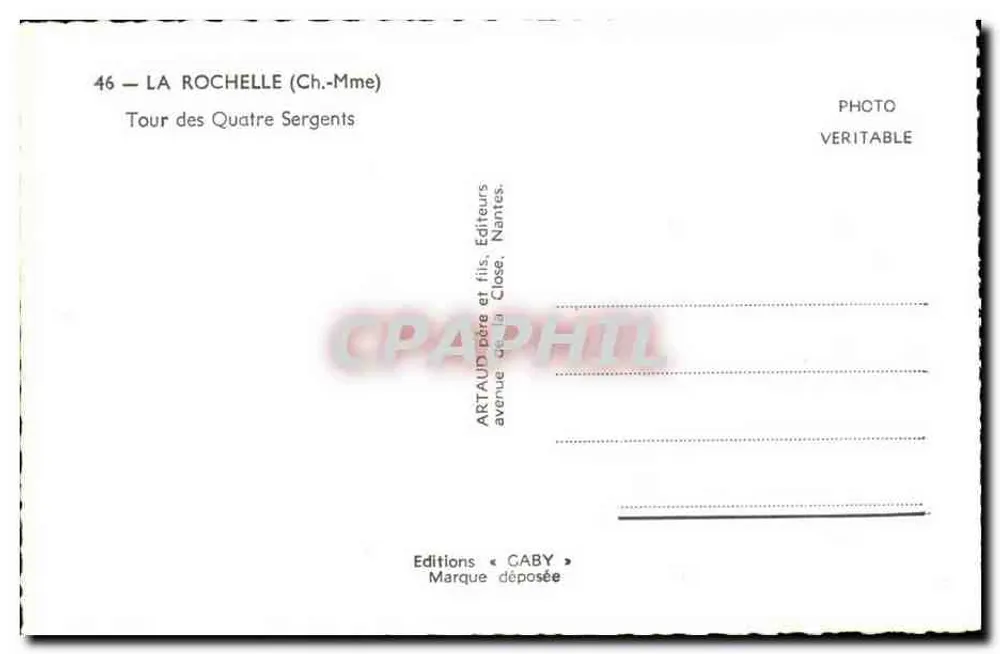 La Rochelle — Turm der vier Sergeanten — Editions Caby - Rückseite