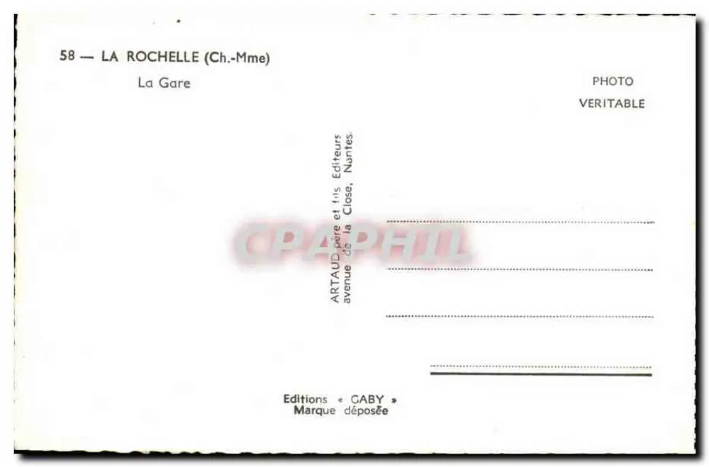 La Rochelle — A Estação — Éditions Caby - Verso