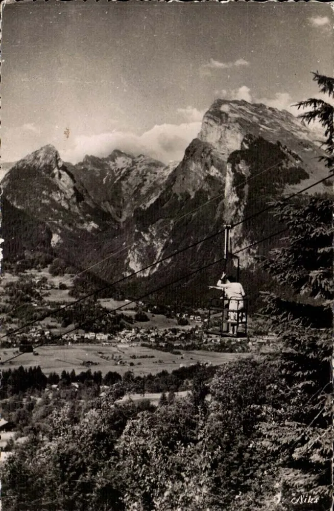 Vista do teleférico de Samoëns — Mont Blanc e Dent du Chat — editor Nika, n° 3 - Frente