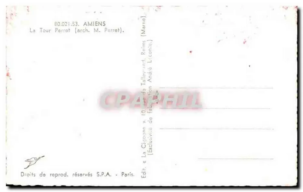 ला टूर पेरेट — अमियन्स — संपादक ला सिगों, संख्या 80.021.53 - पीछे