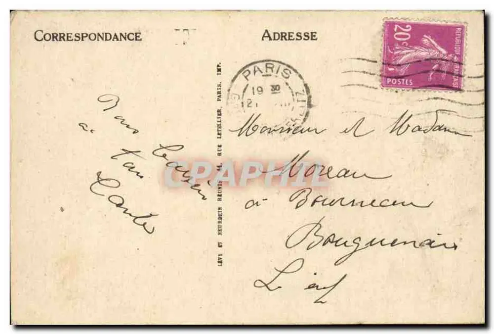 Paris — A Conciergerie — LL - Verso