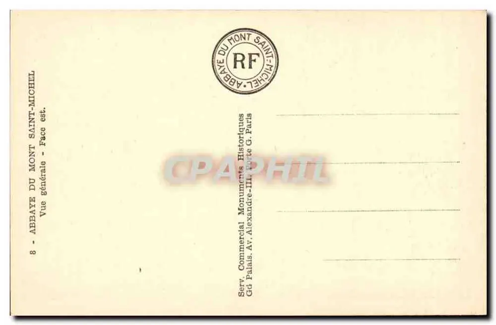 Monte San Miguel — Vista general — editor Serv. Comercial Monuments Historiques, París - Reverso