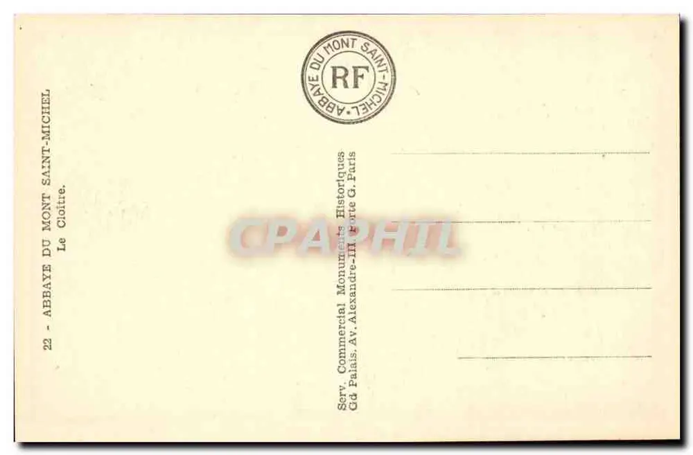 Abadia do Mont-Saint-Michel — Claustro — Serv. Commercial Monuments Historiques - Verso