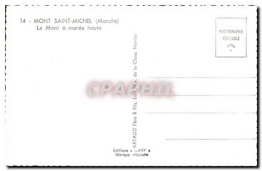 Mont Saint-Michel — Der Berg bei Ebbe — Editions ARTAUD Père & Fils, Nantes - Rückseite
