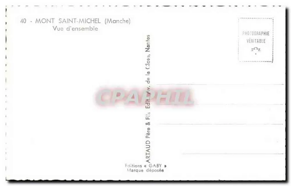 Monte Santo-Michel — Vista geral — Edições Gaby, Nantes - Verso
