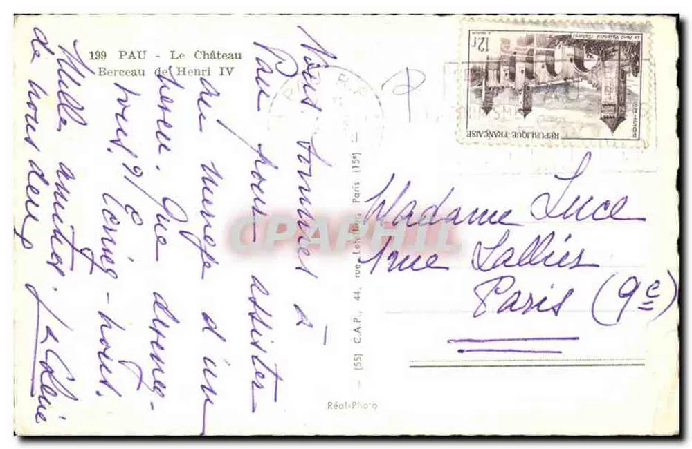 Schloss Pau - Schloss Henri IV — Verlag C.A.P. Nr. 139 - Rückseite