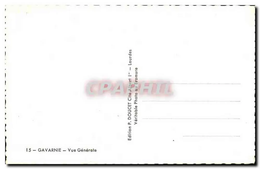 Gavarnie — Vue Générale — Edição P. Doucet, Lourdes - Verso