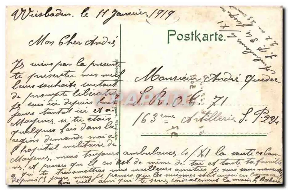 Wiesbaden. Königl. Theater. — Ansicht des königlichen Theaters — Verleger nicht sichtbar - Rückseite