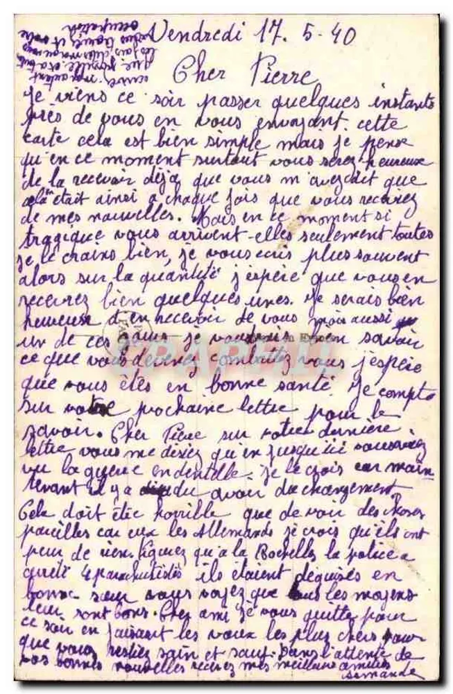 Casal amoroso — decoração de hortelã — PC Paris n°4963 - Verso