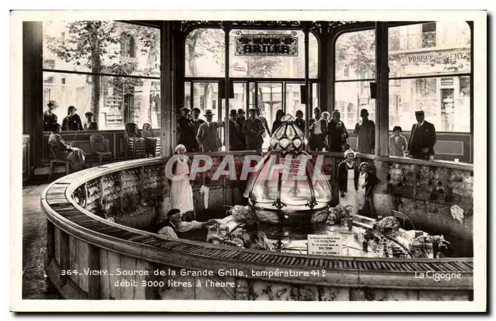 Vichy - Quelle der Grande Grille — Durchfluss 3000 Liter pro Stunde, Temperatur 41°C — Ausgabe « La Cigogne » - Vorderseite