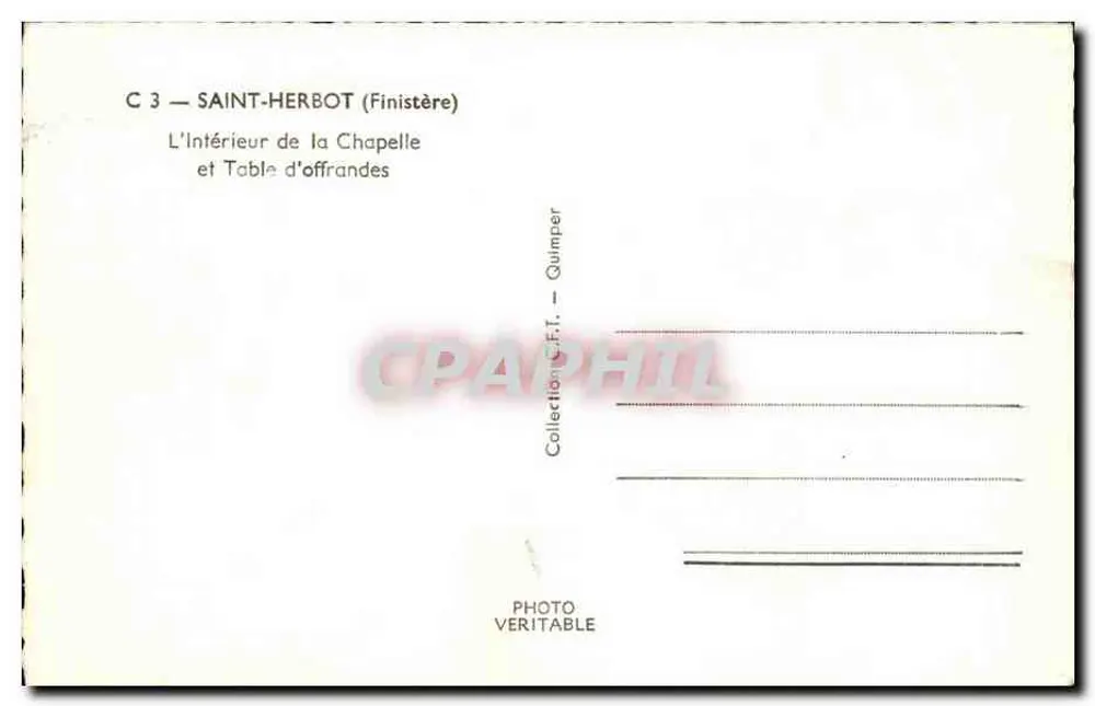La Mouette — Interior de la capilla y mesa de ofrendas — Colección C.F.F. — Quimper - Reverso