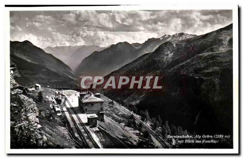 Berninabahn, Alp Grüm (2189 m) — Blick auf die Puschlar — unbekannter Verleger, Seriennummer 3738 - Vorderseite
