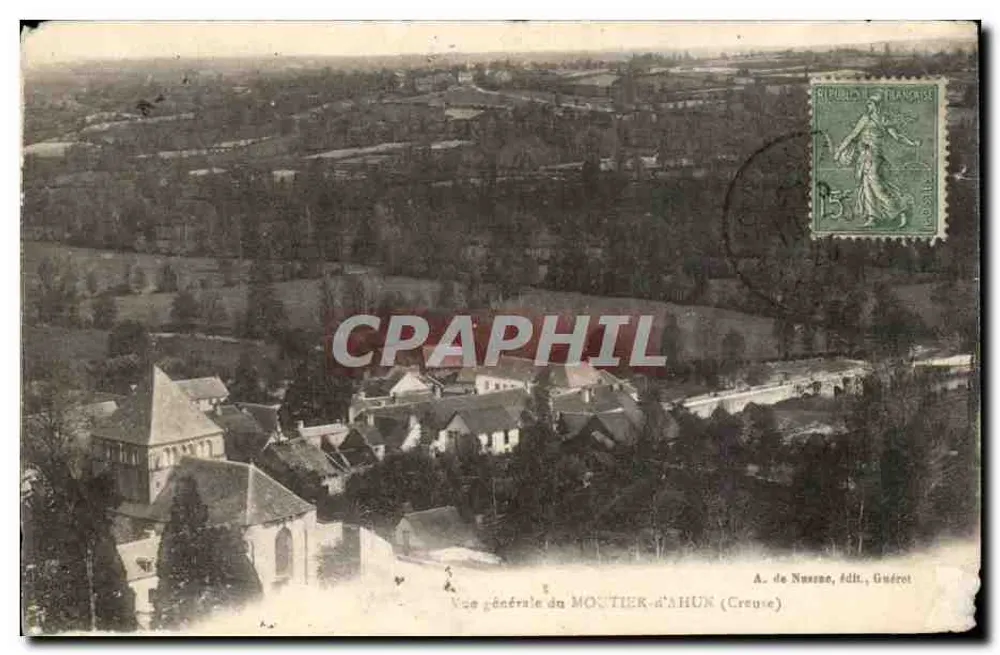Vista geral do MOUSTIER-d'AHUN (Creuse) — A. de Nusson, editor, Guéret - Frente