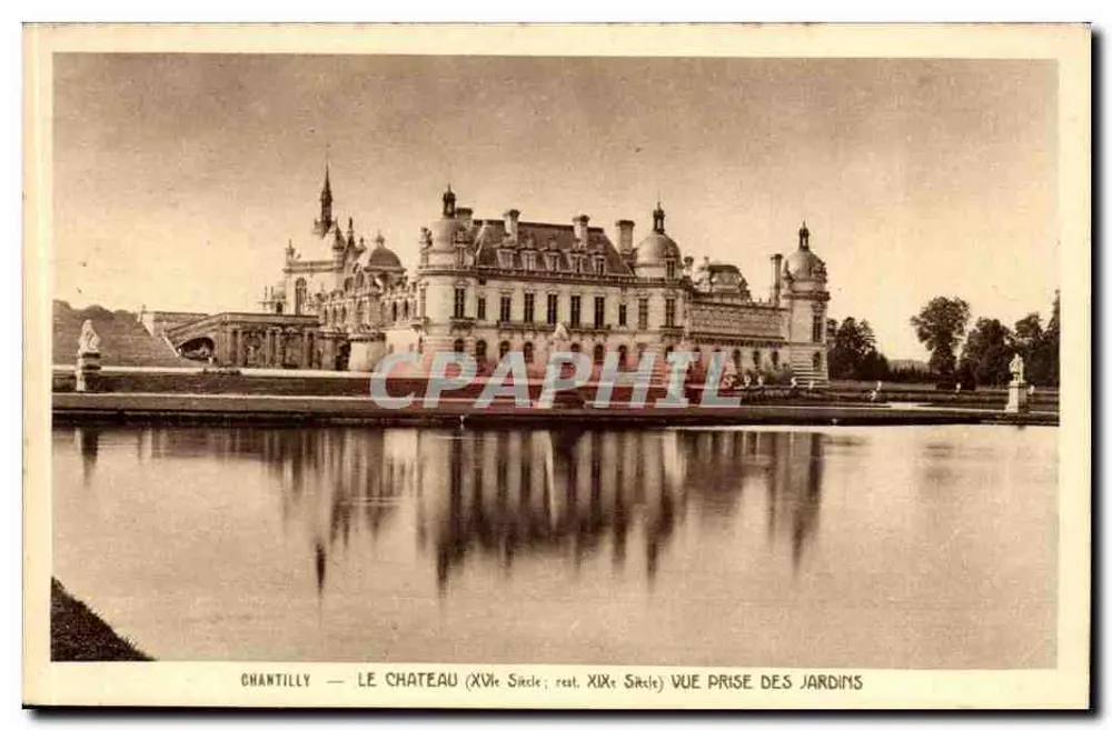 Chantilly — Schloss (16. Jahrhundert, restauriert 19. Jahrhundert) Ansicht aus den Gärten - Vorderseite