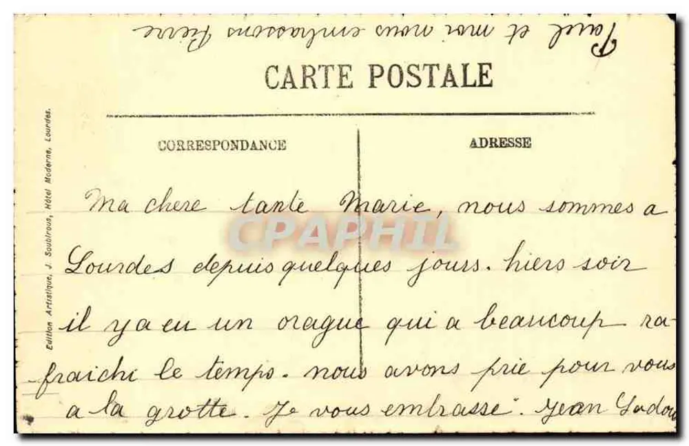 Lourdes — A Basílica — A Espianade — Edição Artística, Lourdes - Verso