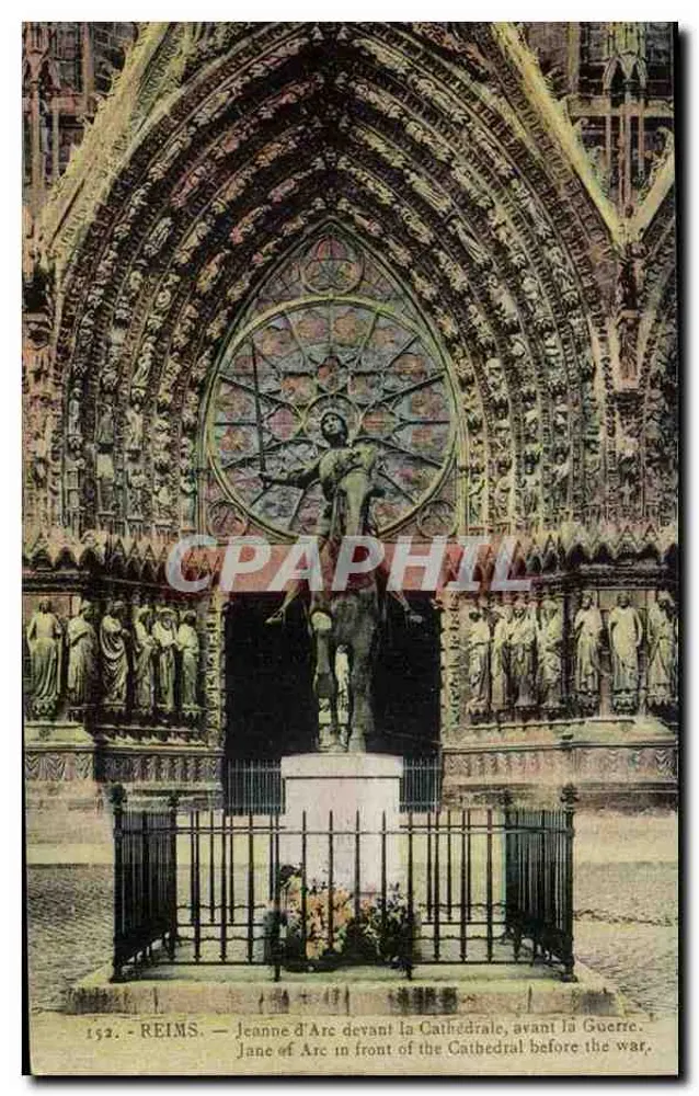 Reims — Jeanne d'Arc vor der Kathedrale, vor dem Krieg — Verlag Bandet - Vorderseite