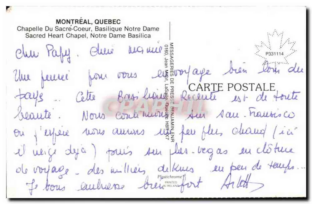 Kapelle des Heiligen Herzens, Basilika Notre-Dame — Montreal, Quebec — Plgstickchrome - Rückseite