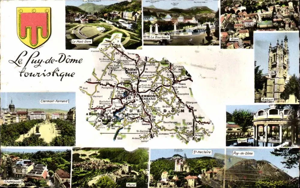 Le Puy-de-Dôme Turístico — Carte postale turística com mapa rodoviário e fotos de locais — Éditions de l'Hôtel de Ville - Vichy - Frente