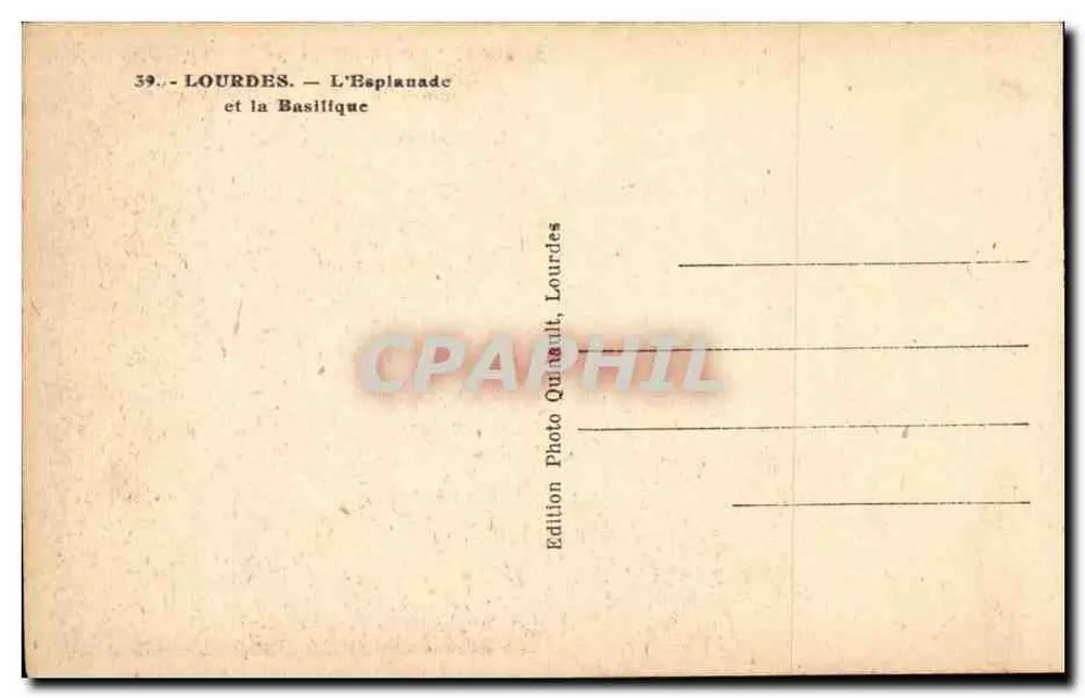 Lourdes — A Esplanada e a Basílica — Edição Foto Quinault, Lourdes - Verso