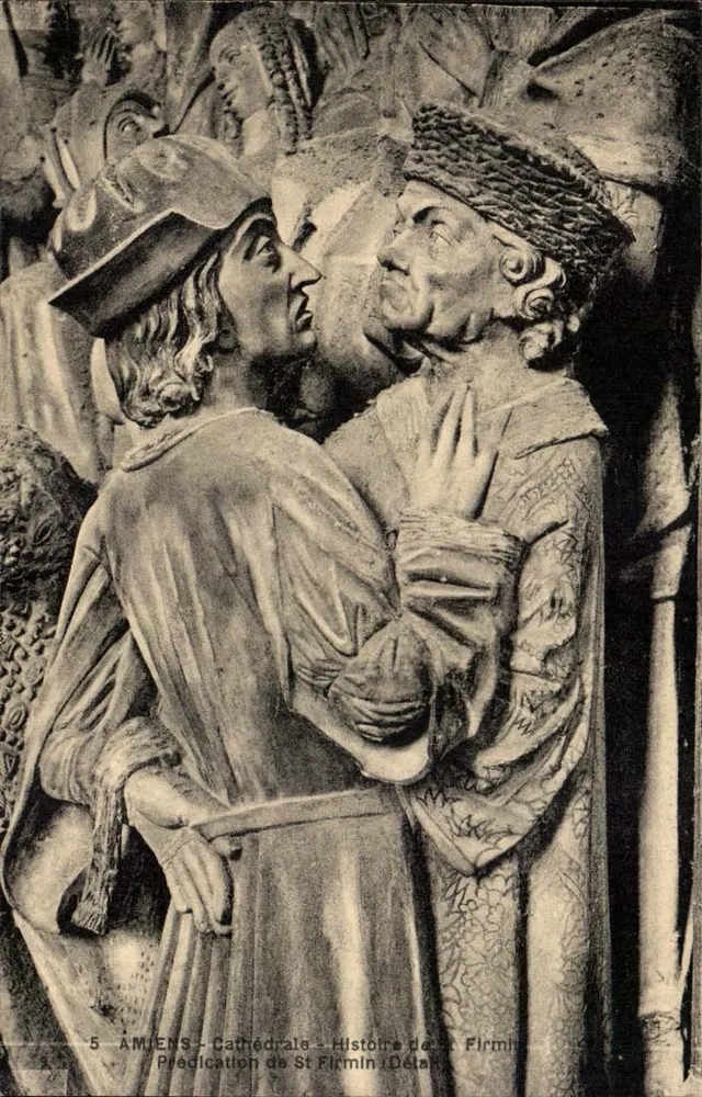 Amiens - Kathedrale - Geschichte von St Firmin - Predigt von St Firmin (Detail) - Vorderseite