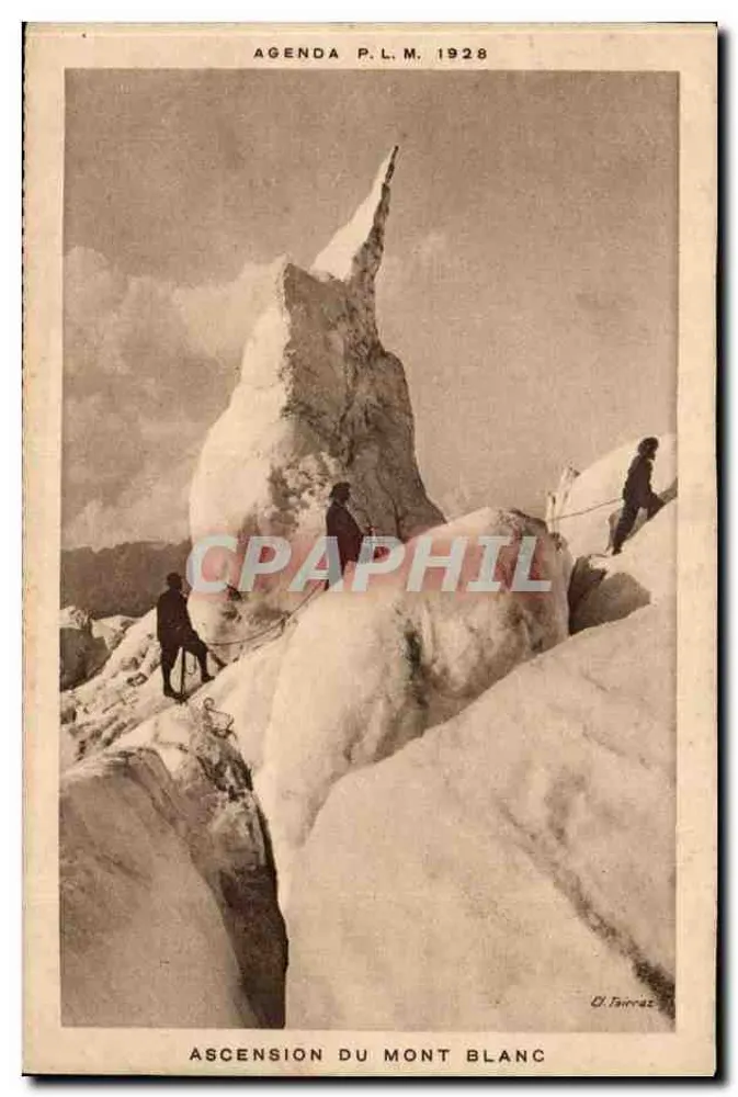 Ascensão do Monte Branco — Agenda P.L.M. 1928 — Editor É. Fairraz - Frente