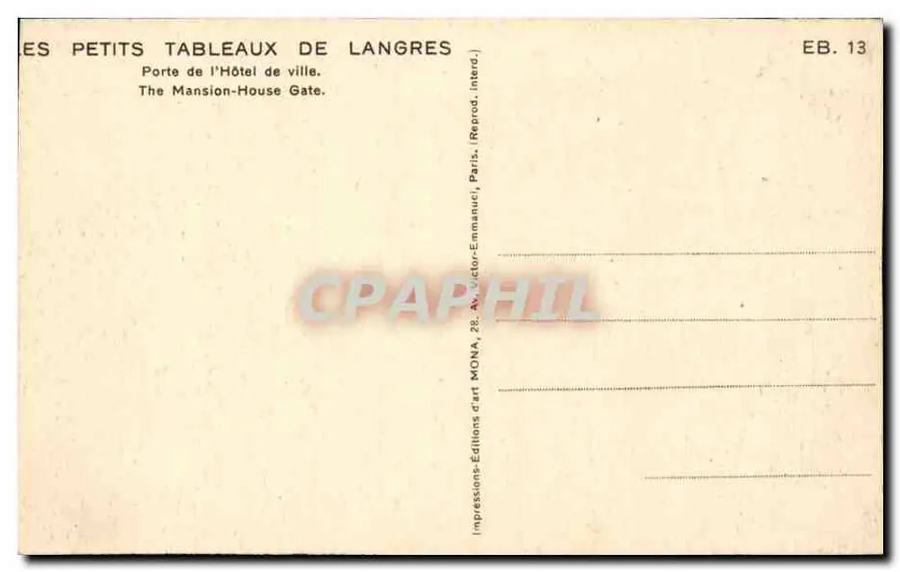 Tor der Stadtverwaltung — Langres — Kunstausgabe Mona - Rückseite