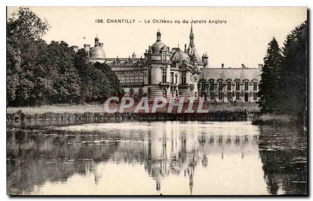 Chantilly — Das Schloss vom englischen Garten aus — A. Boudier, Versailles - Vorderseite
