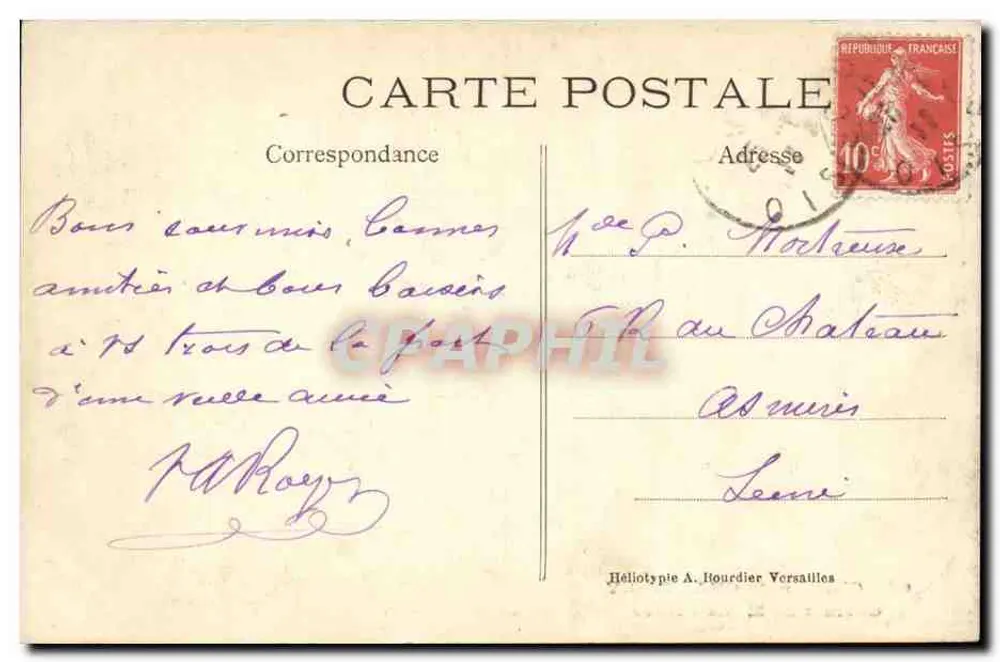 Castelo de Chantilly — Gabinete de M. Le Prince — Héliotypie A. Bourdier Versailles - Verso