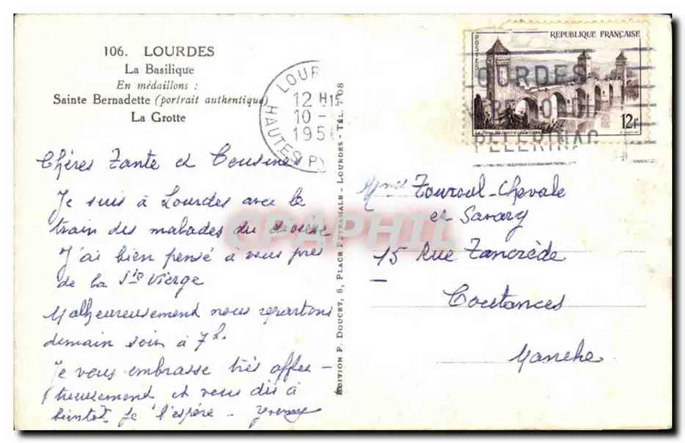 Lourdes — A Basílica, a Gruta e Santa Bernadette — edição P. Doucet - Verso