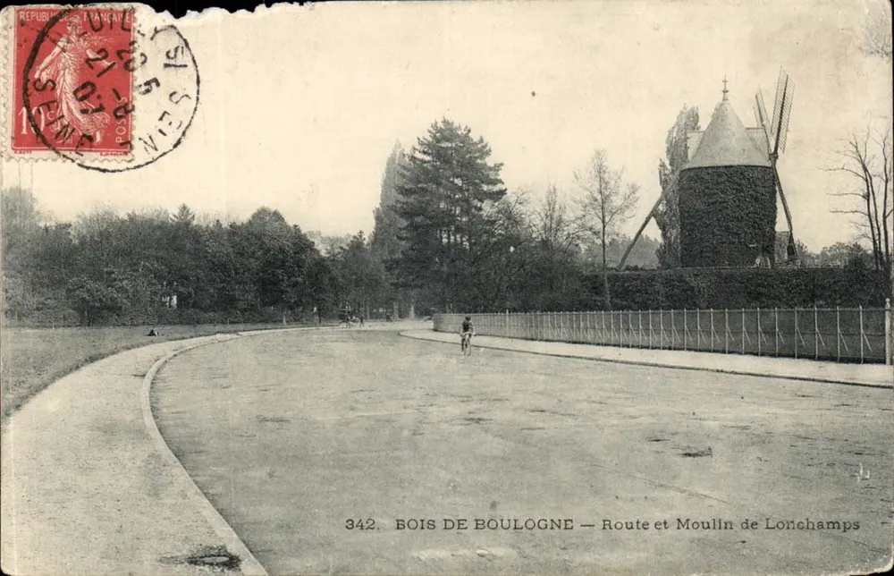 Bois de Boulogne — Straße und Windmühle Lorichamps — P. ARMUSE, Verlag, Nr. 342 - Vorderseite