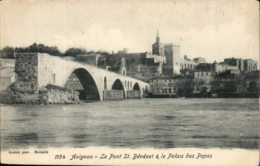 Avignon - Der Pont St. Bénézet & das Palais des Papes — Guendé phot. Marseille, n° 1154 - Vorderseite
