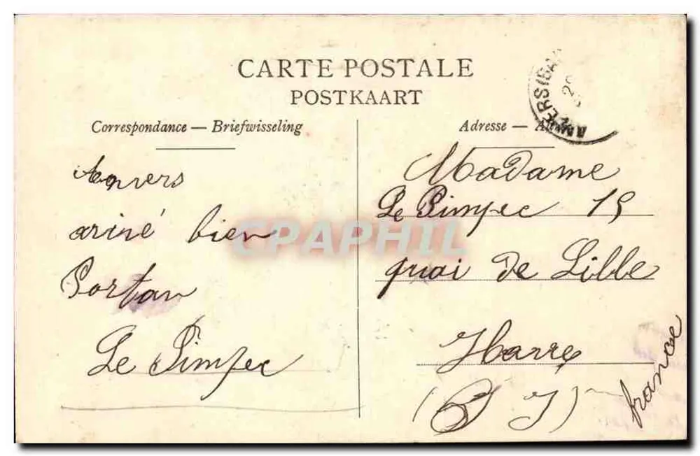 Antwerpen — Denkmal Allewaert im Park — G. Hermans, Verlag, Antwerpen, Nr. 159 - Rückseite