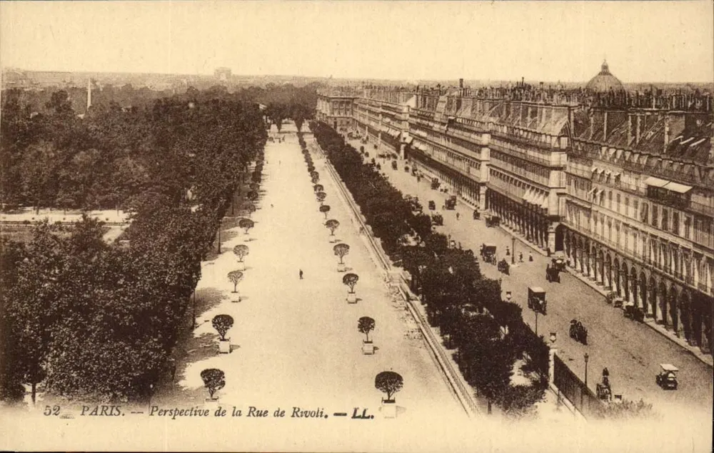 Paris — Perspectiva da Rue de Rivoli — LL. — Editor Lévy Fils & Cie, Paris - Frente
