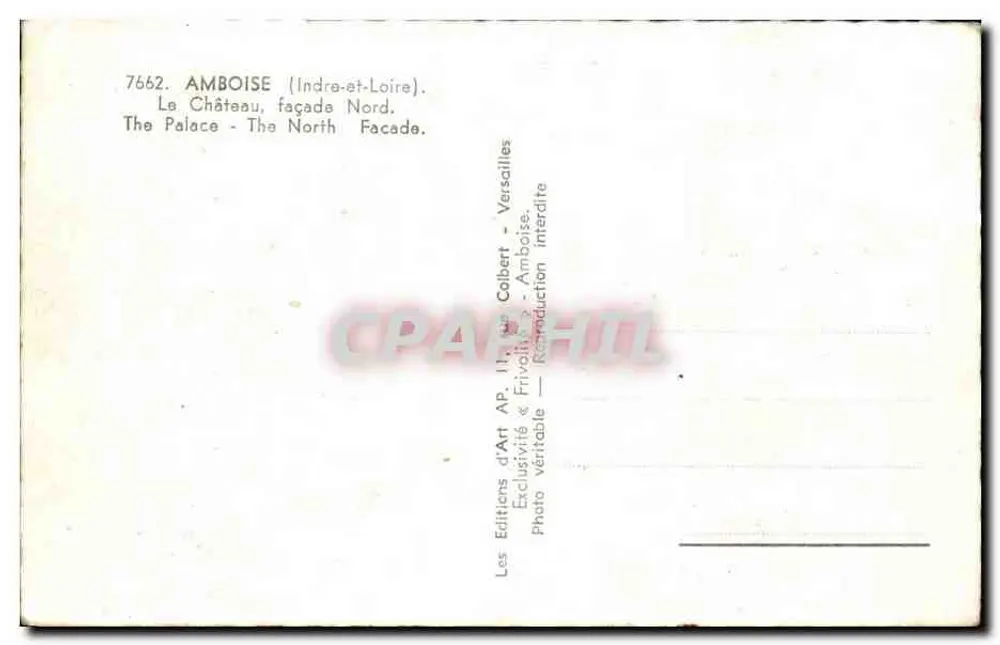 Amboise — Castelo, fachada Norte — Edições d'Art AP, Colbert - Verso